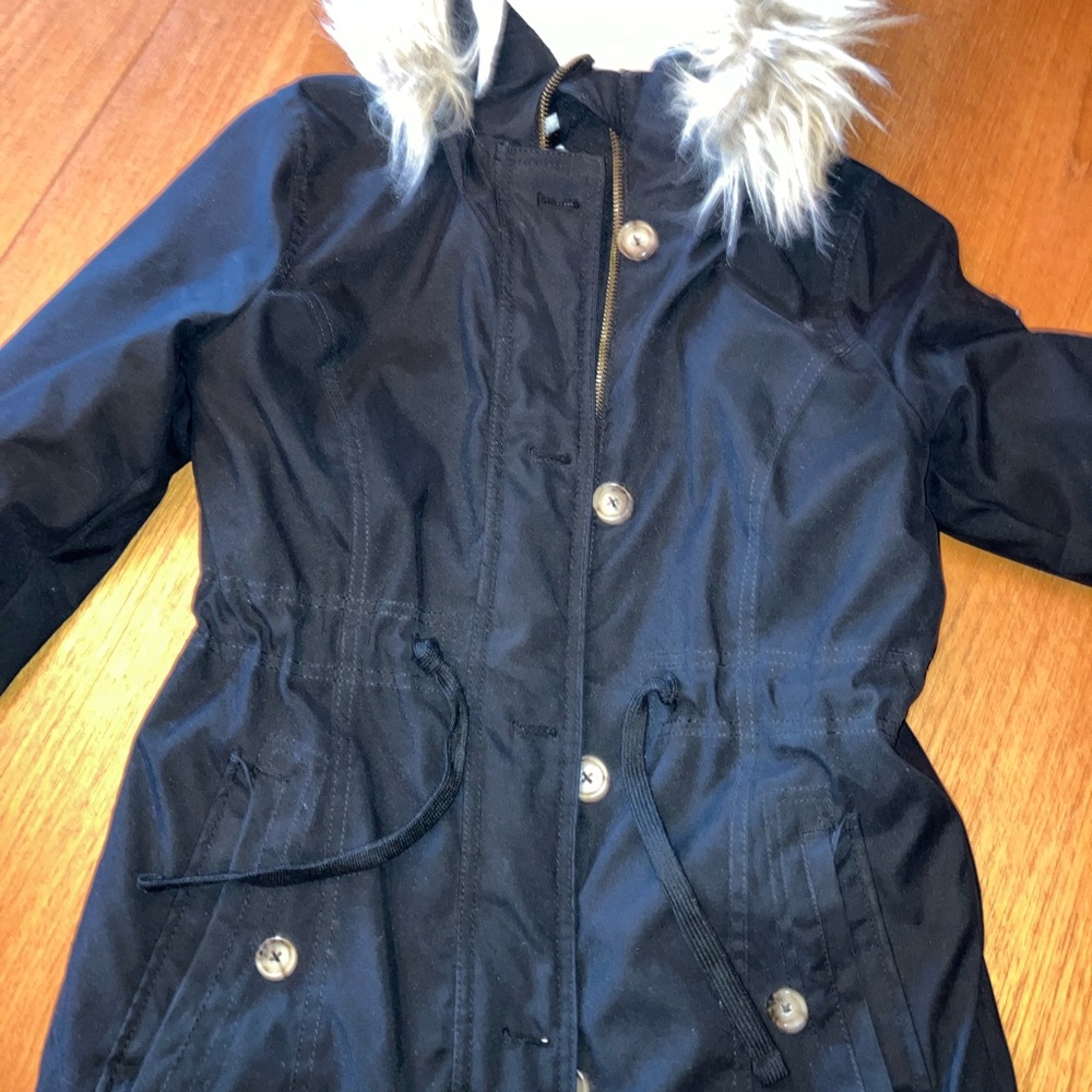 Hollister Black Parka with Faux Fur Lining